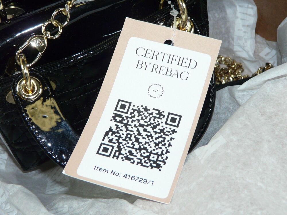 Mini Lady Dior Bag Black Patent Cannage Lambskin Certified by Rebag | MSRP $5500 - Picture 2 of 16